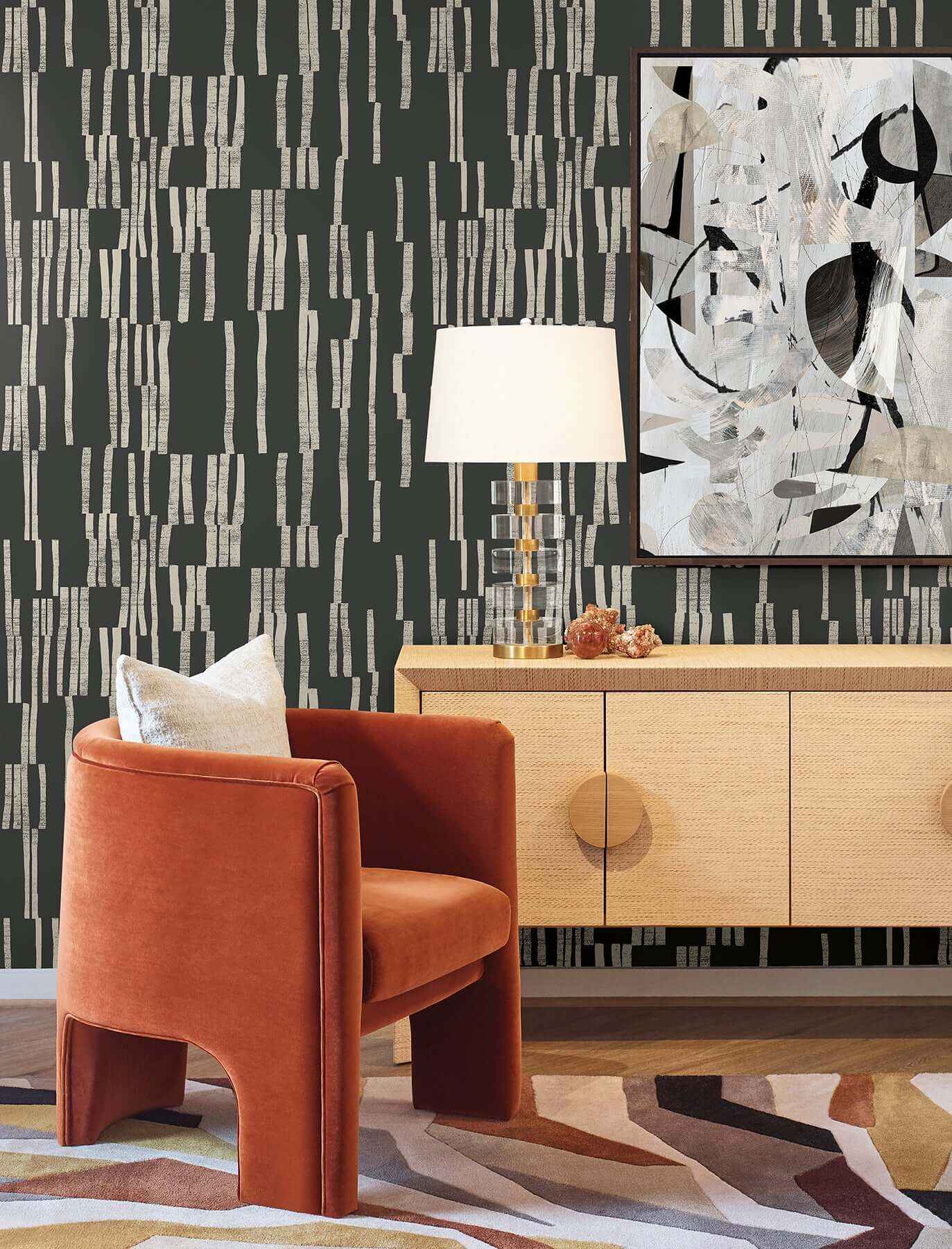 Koso Black & Taupe Premium Peel + Stick Wallpaper - York Wallcoverings - PSW1663RL - York Wallcoverings Wallpaper