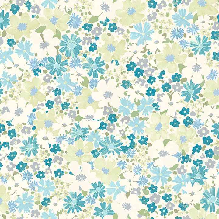Wildflower Impressions Aqua Peel and Stick Wallpaper - York Wallcoverings - RMWS1253