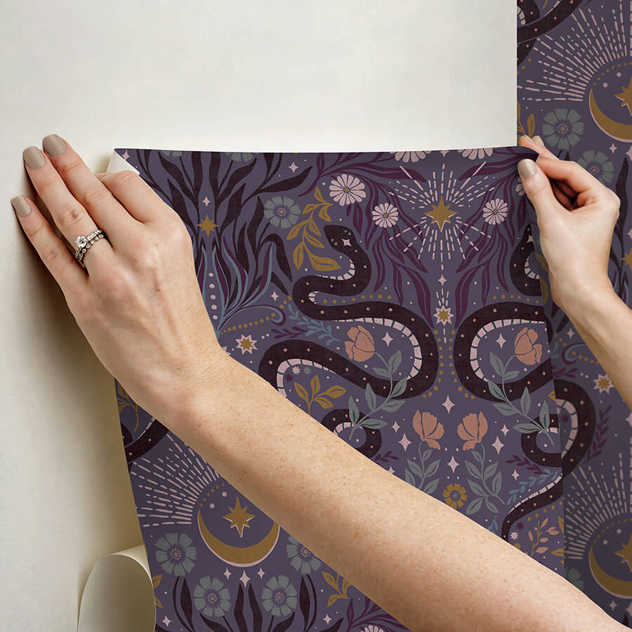 mystic-serpent-plum-peel-and-stick-wallpaper-york-wallcoverings-rmws1256 - York Wallcoverings Wallpaper