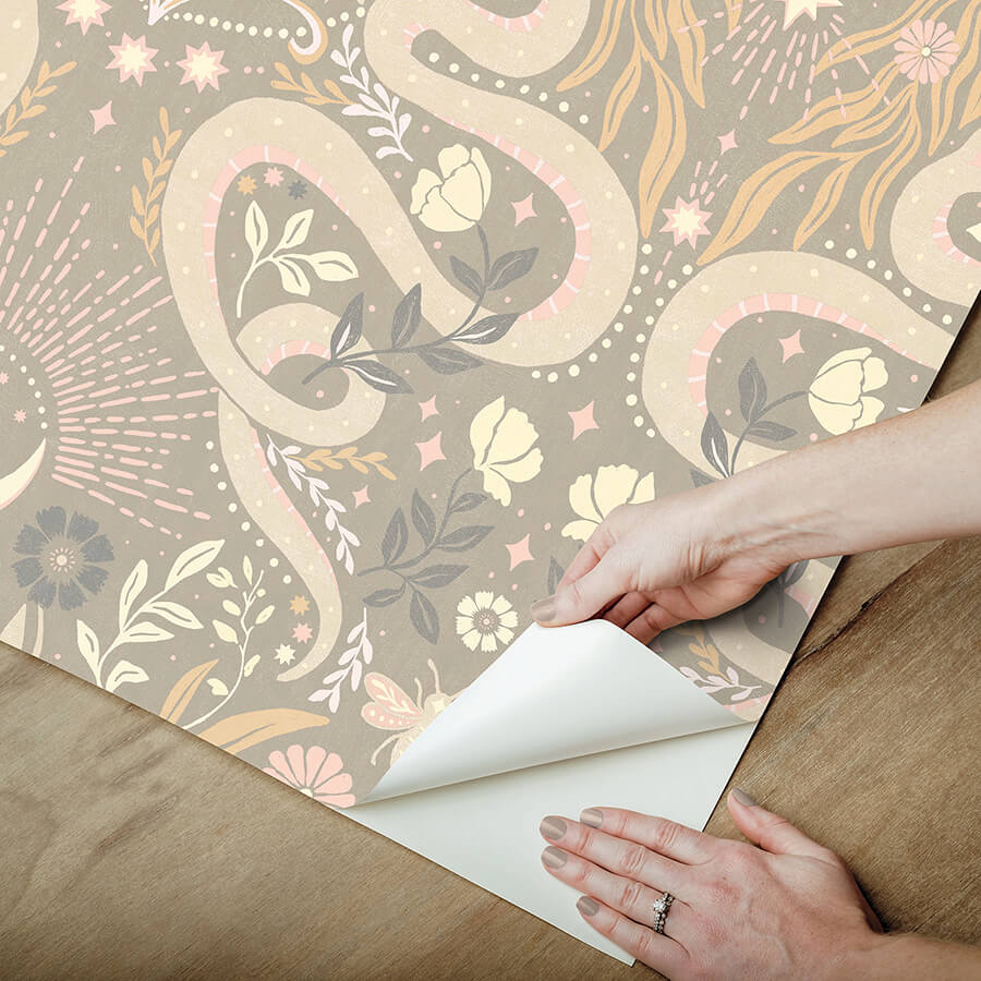 mystic-serpent-taupe-peel-and-stick-wallpaper-york-wallcoverings-rmws1258 - York Wallcoverings Wallpaper