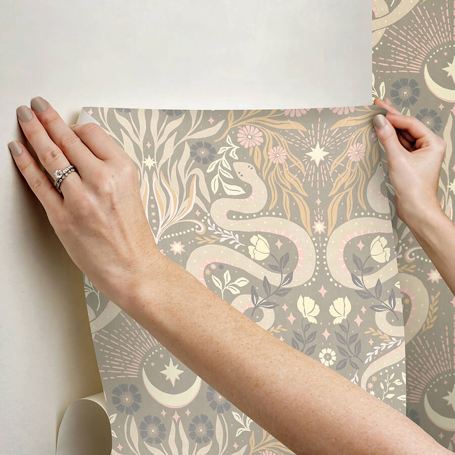 mystic-serpent-taupe-peel-and-stick-wallpaper-york-wallcoverings-rmws1258 - York Wallcoverings Wallpaper