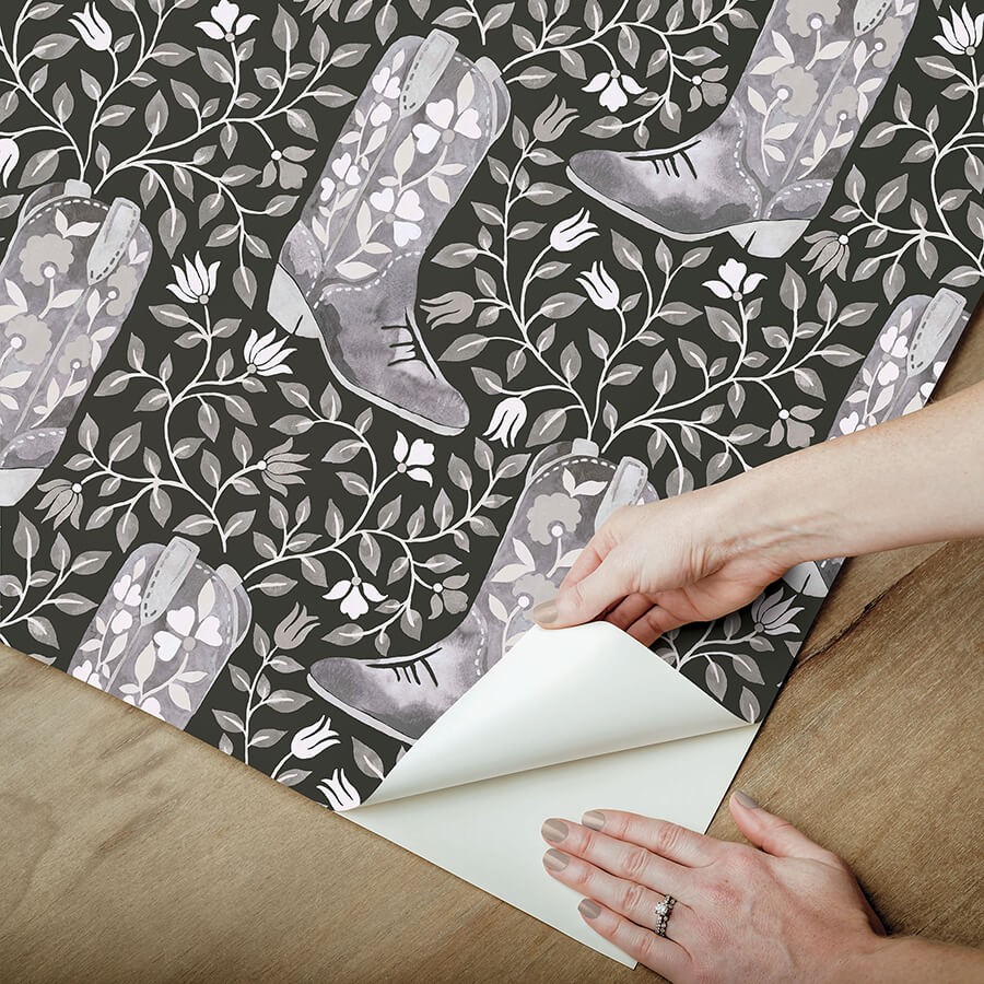 cowgirl-like-me-black-peel-and-stick-wallpaper-york-wallcoverings-rmws1264 - York Wallcoverings Wallpaper