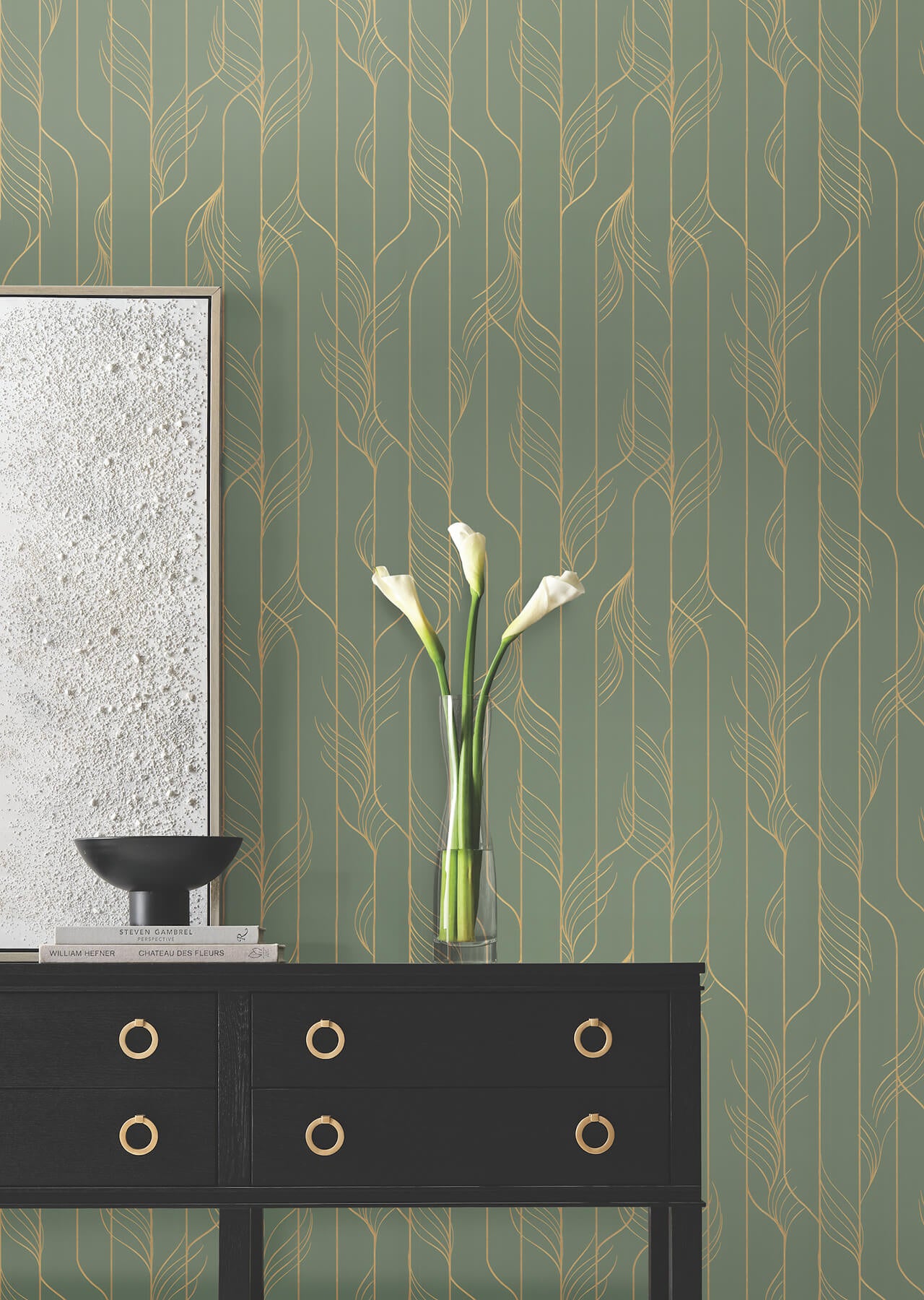 elemental-thread-green-gold-wallpaper-york-wallcoverings-df3306 - York Wallcoverings Wallpaper