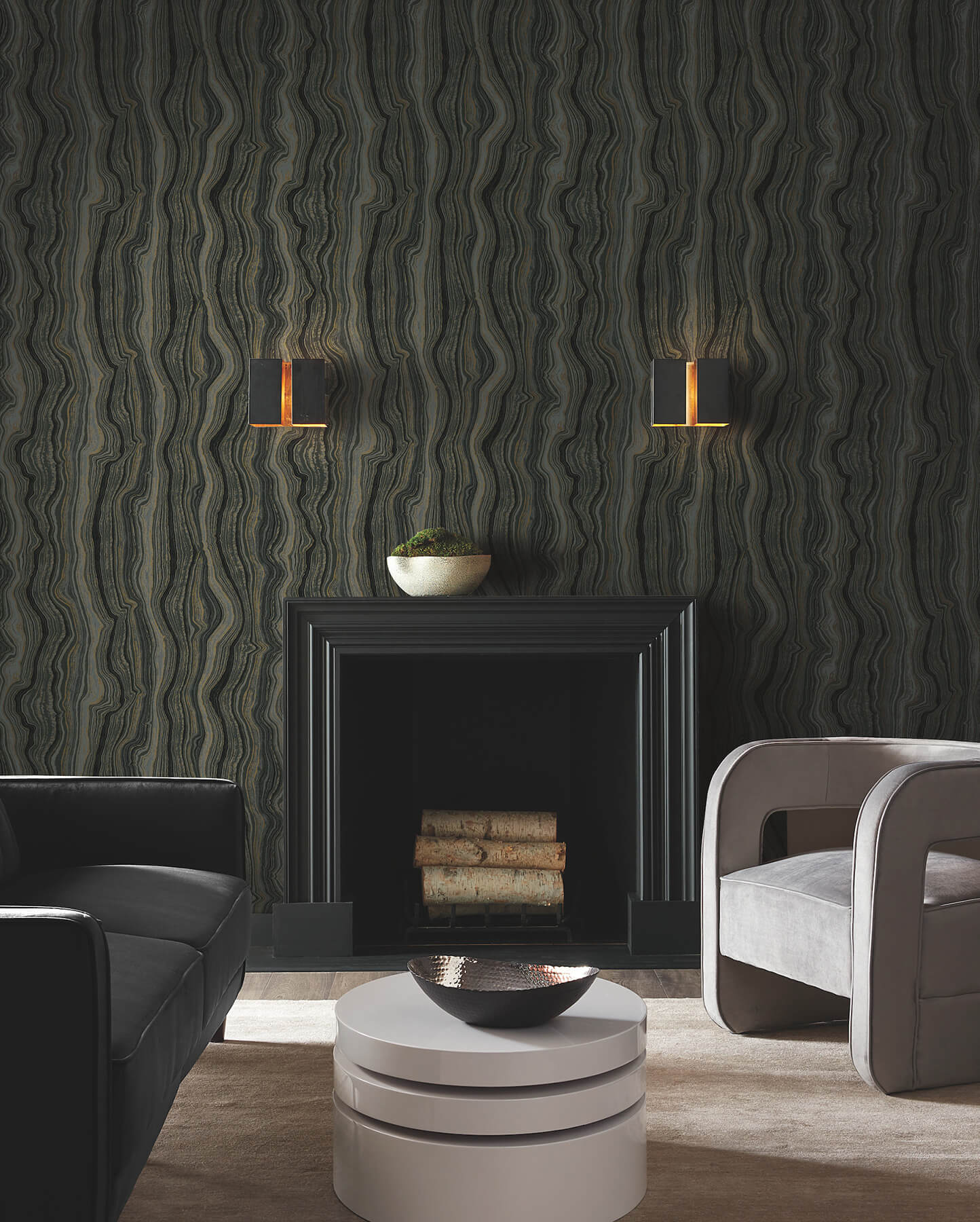 mineral-shimmer-black-gold-wallpaper-york-wallcoverings-df3326 - York Wallcoverings Wallpaper