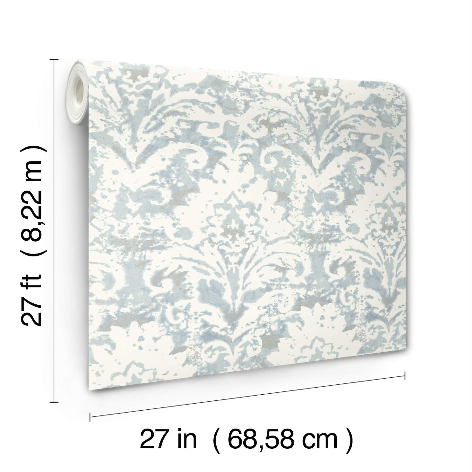 velvet-crush-damask-blue-pearl-wallpaper-york-wallcoverings-df3335 - York Wallcoverings Wallpaper