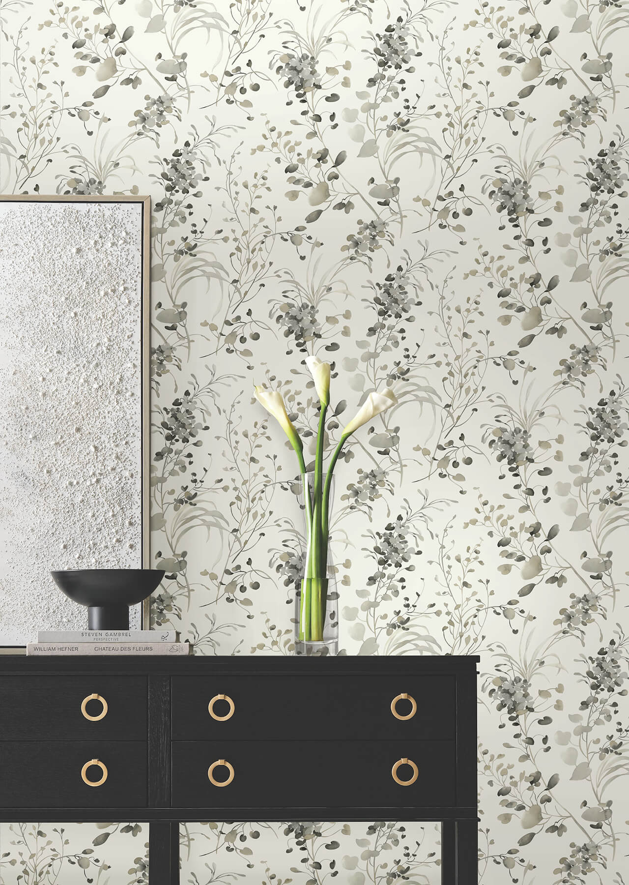 spring-whispers-charcoal-wallpaper-york-wallcoverings-df3342 - York Wallcoverings Wallpaper