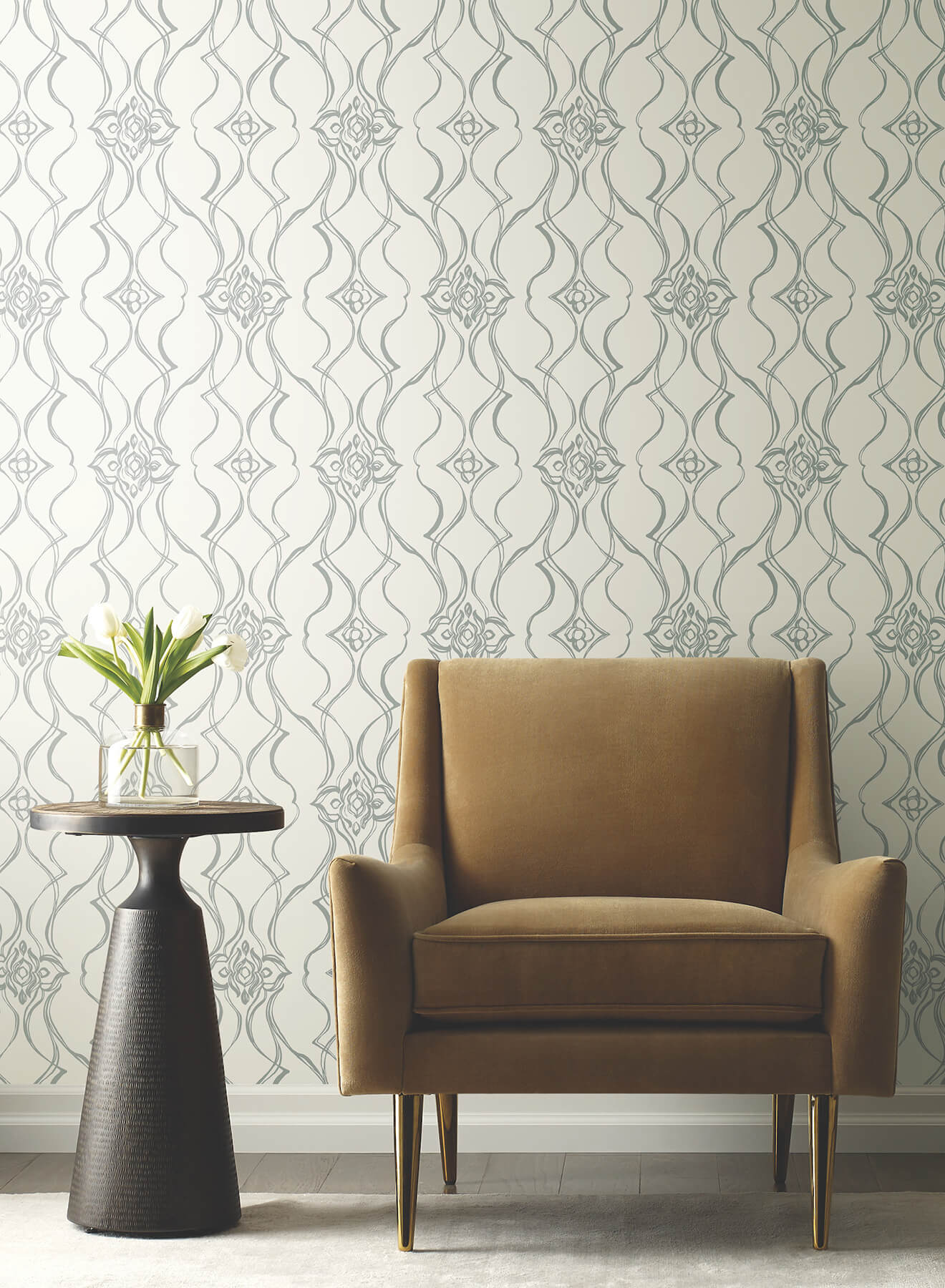 pirouette-white-silver-wallpaper-york-wallcoverings-df3373 - York Wallcoverings Wallpaper