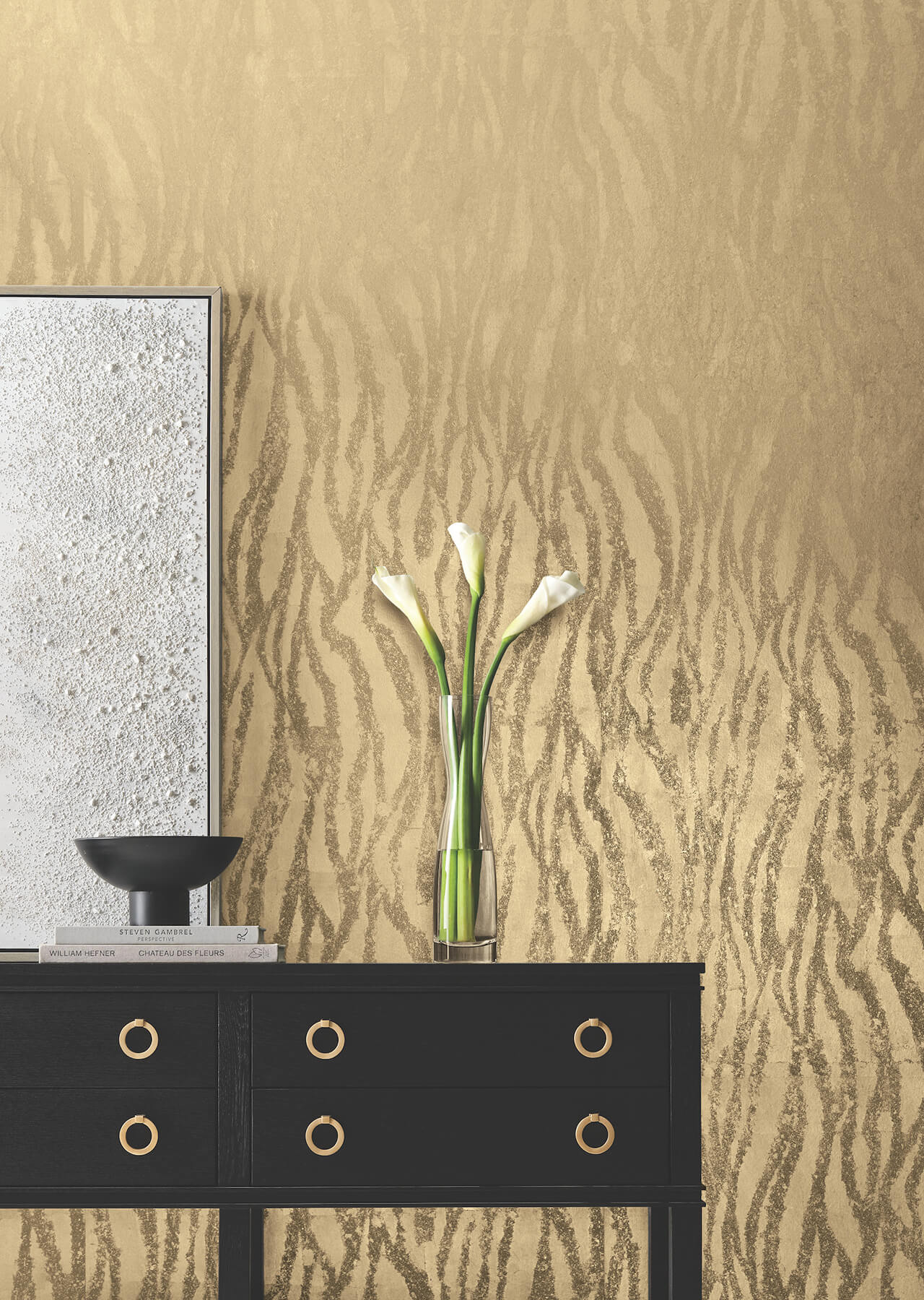 zebra-chic-antique-gold-wallpaper-york-wallcoverings-df3391 - York Wallcoverings Wallpaper