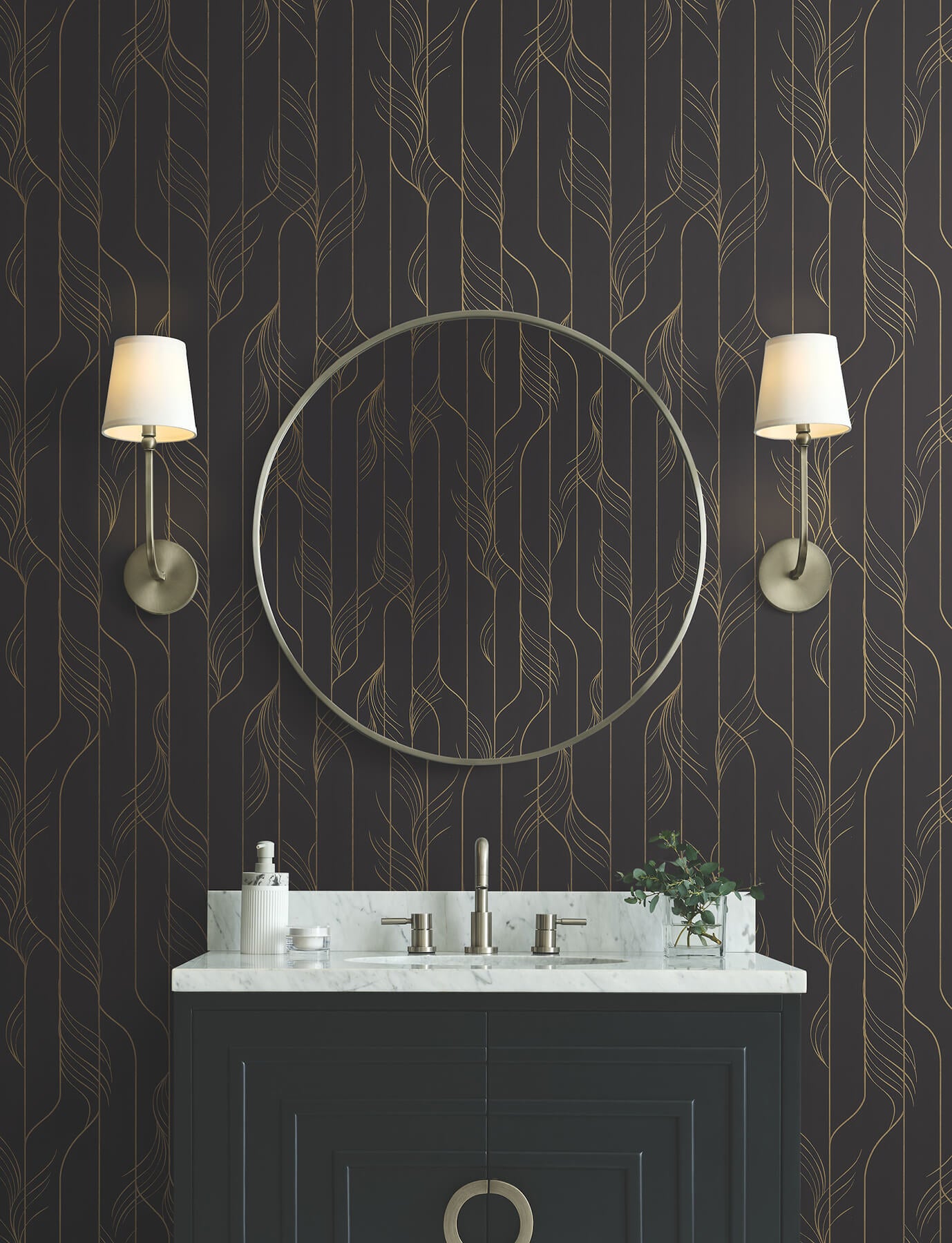 elemental-thread-black-gold-wallpaper-york-wallcoverings-df3305 - York Wallcoverings Wallpaper
