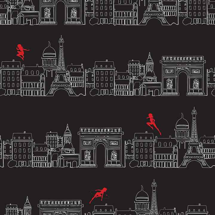 Miraculous Ladybug Charming Paris Black - York Wallcoverings - RMWS1303
