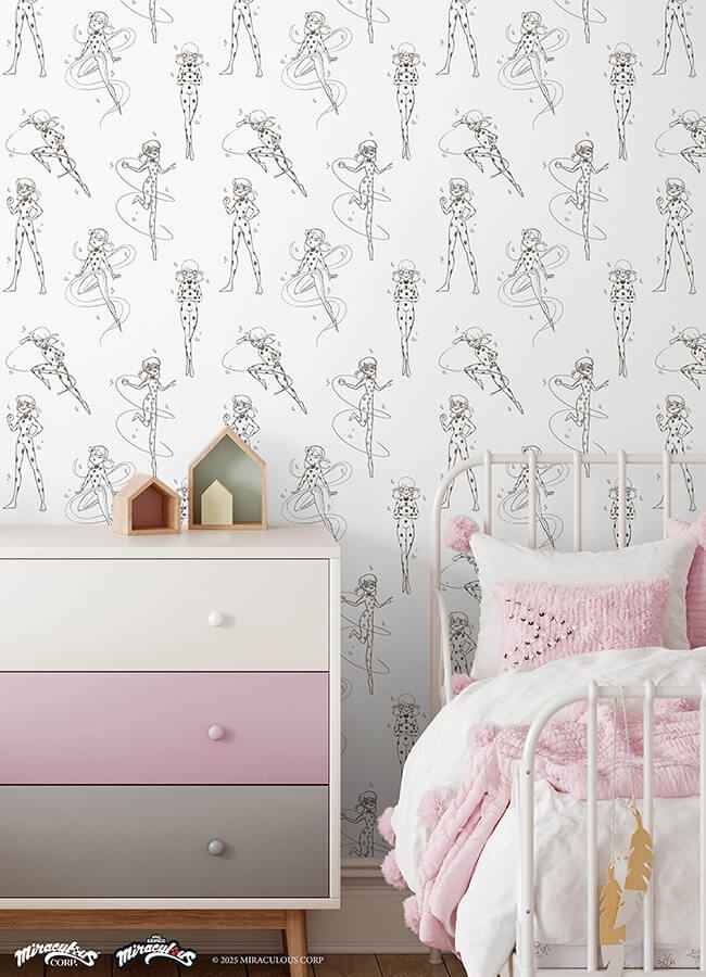 Miraculous Ladybug Sketch Charcoal Peel - York Wallcoverings - RMWS1305 - York Wallcoverings Wallpaper
