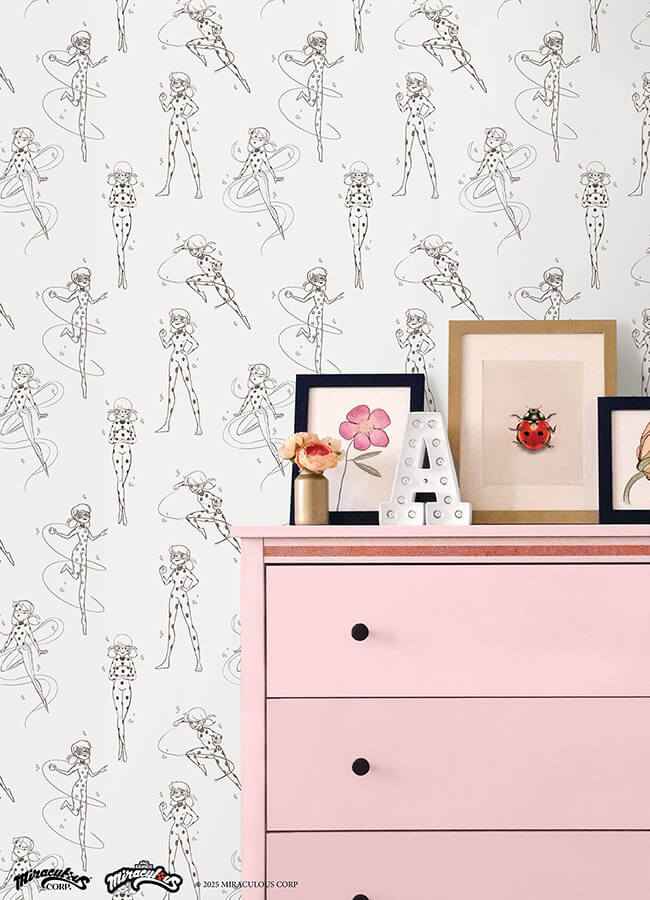 Miraculous Ladybug Sketch Charcoal Peel - York Wallcoverings - RMWS1305 - York Wallcoverings Wallpaper