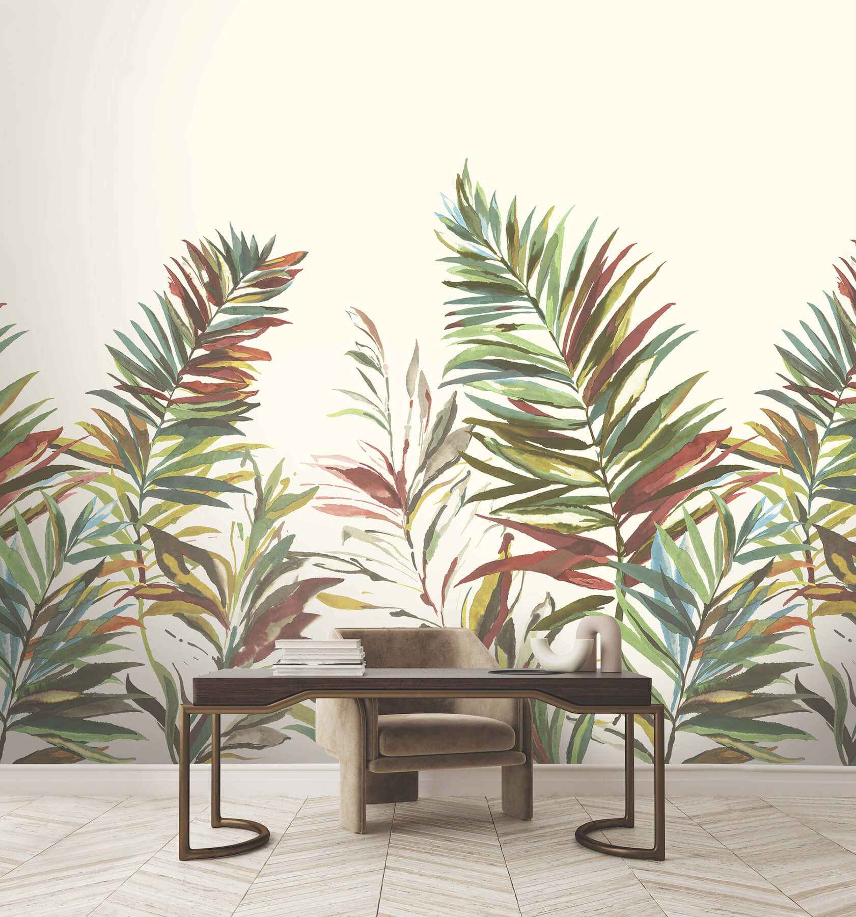 Swaying Palms Rouge & Mink Mural - York Wallcoverings - GN2545M - York Wallcoverings Wallpaper