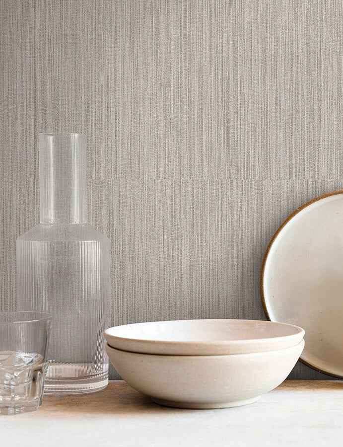 Washed Ramie Dove Grey Wallpaper - York Wallcoverings - SI25853 - York Wallcoverings Wallpaper