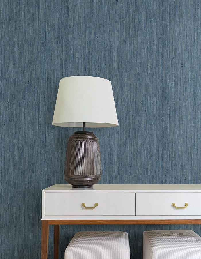 Washed Ramie Cobalt Wallpaper - York Wallcoverings - SI25856