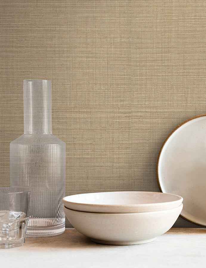 Lotus Silk Hazelnut Wallpaper - York Wallcoverings - SI25876 - York Wallcoverings Wallpaper