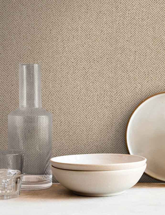 Tailored Chevron Hazelnut Wallpaper - York Wallcoverings - SI26130 - York Wallcoverings Wallpaper
