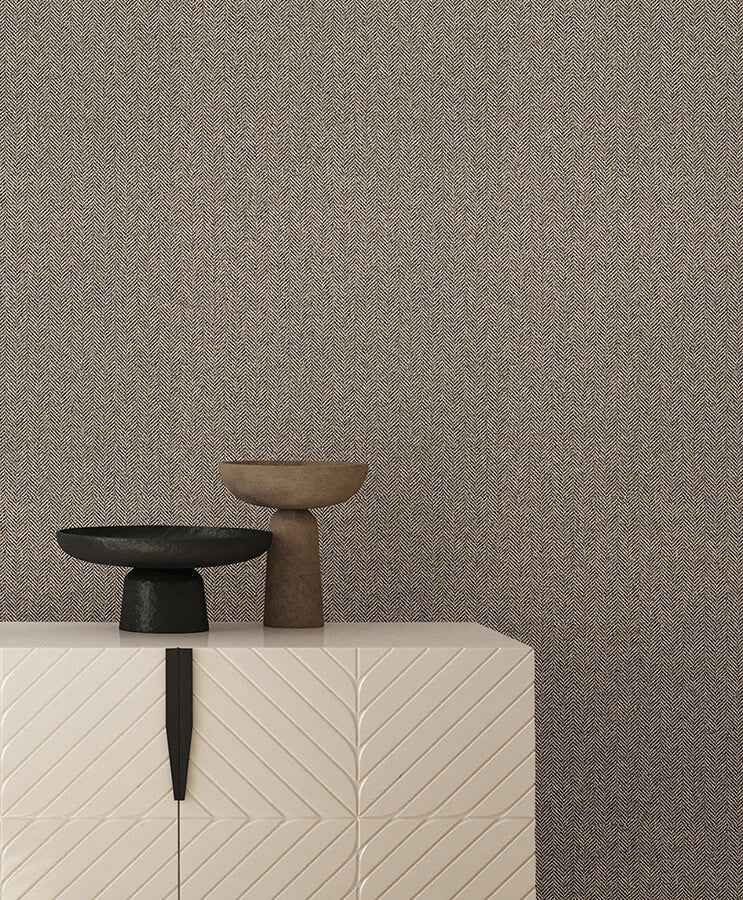 Tailored Chevron Latte Wallpaper - York Wallcoverings - SI26134