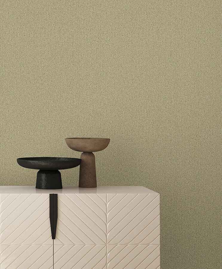 Tailored Chevron Green Wallpaper - York Wallcoverings - SI26136