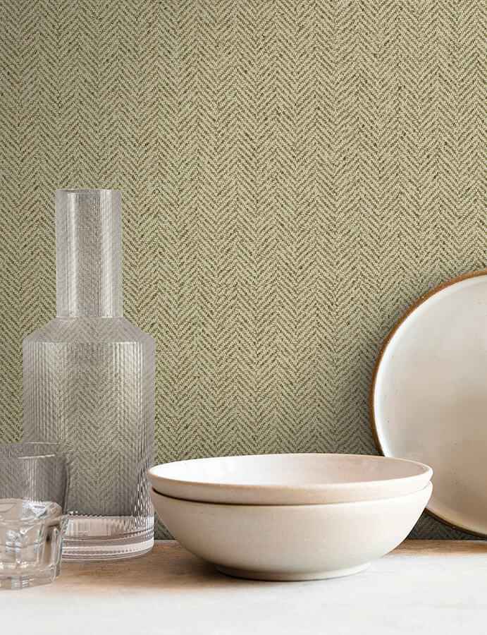 Tailored Chevron Green Wallpaper - York Wallcoverings - SI26136 - York Wallcoverings Wallpaper