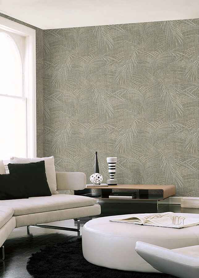 Della Palm Dark Taupe Wallpaper - York Wallcoverings - SI50612 - York Wallcoverings Wallpaper