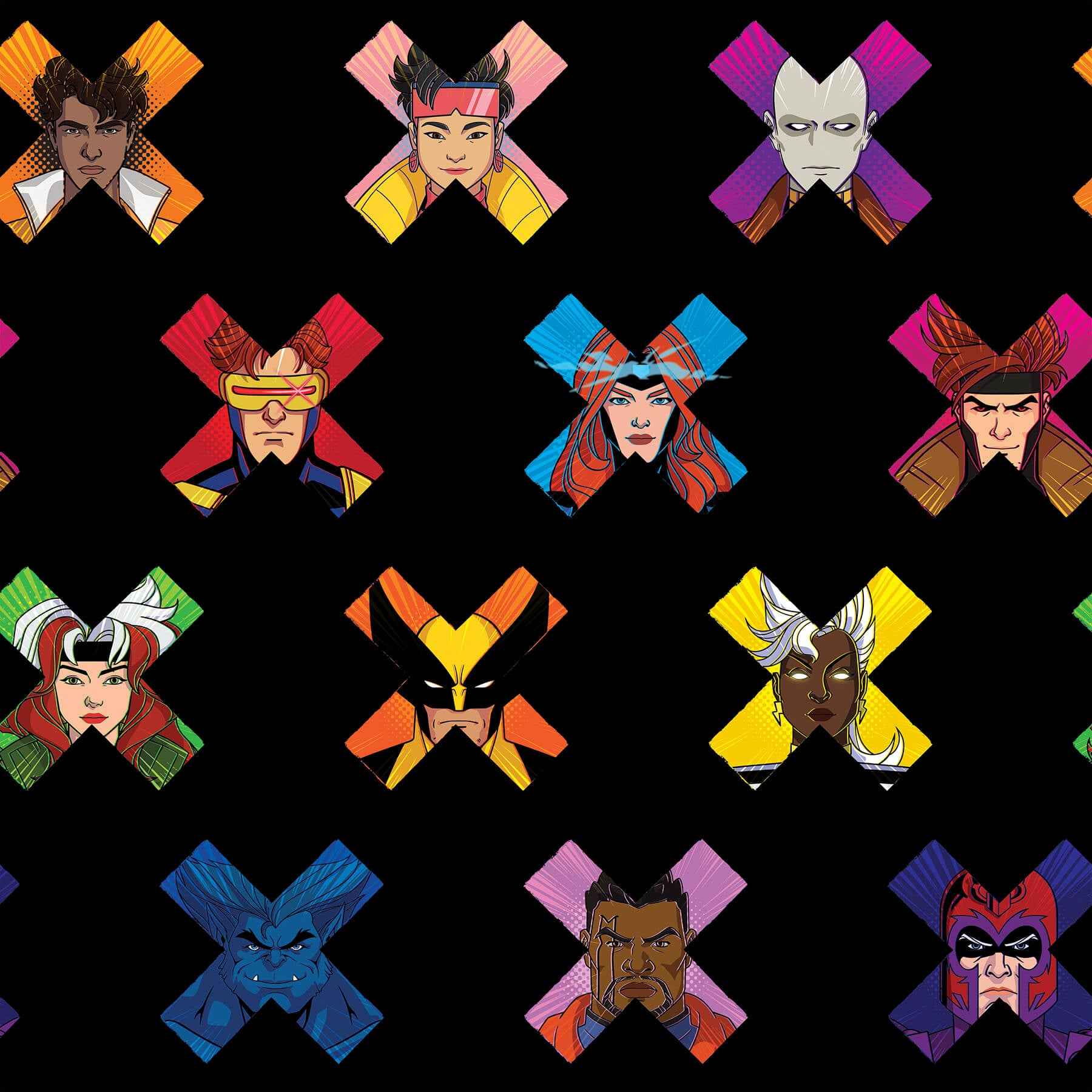 X Men 97 Faces Black Peel and Stick Wallpaper - York Wallcoverings - RMWS1318 - York Wallcoverings Wallpaper