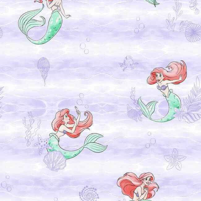 Disney the Little Mermaid Swim Purple Wallpaper - York Wallcoverings - DI0955
