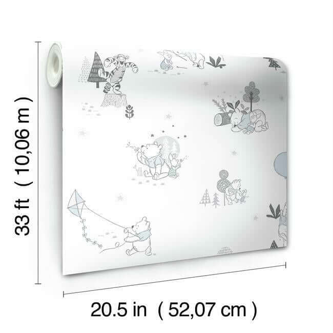 disney-winnie-the-pooh-playmates-white-blue-wallpaper-york-wallcoverings-di0983 - York Wallcoverings Wallpaper