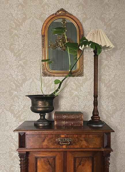 Finch Neutral Woodland Damask Wallpaper - York Wallcoverings - 4173-27621