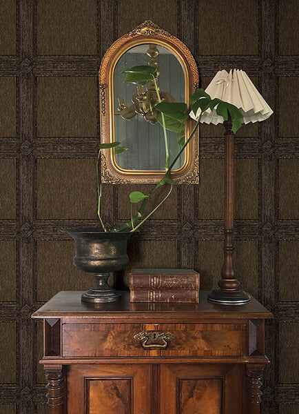 Moorland Dark Brown Wood Panel Wallpaper - York Wallcoverings - 4173-27659