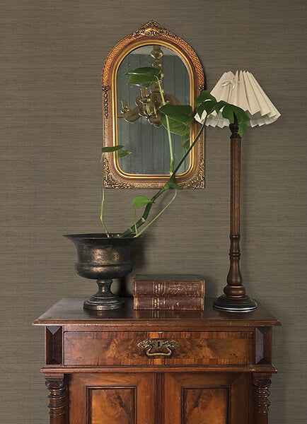 Mycroft Sterling Grasscloth Wallpaper - York Wallcoverings - 4173-82101
