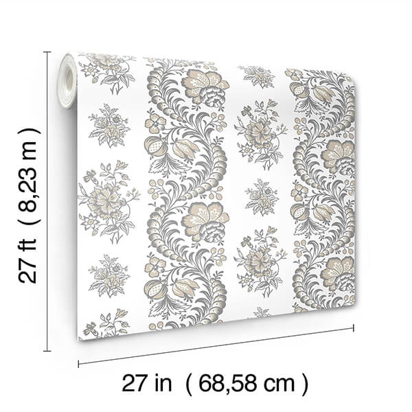 beaumont-charcoal-floral-stripe-wallpaper-york-wallcoverings-vp1303 - York Wallcoverings Wallpaper