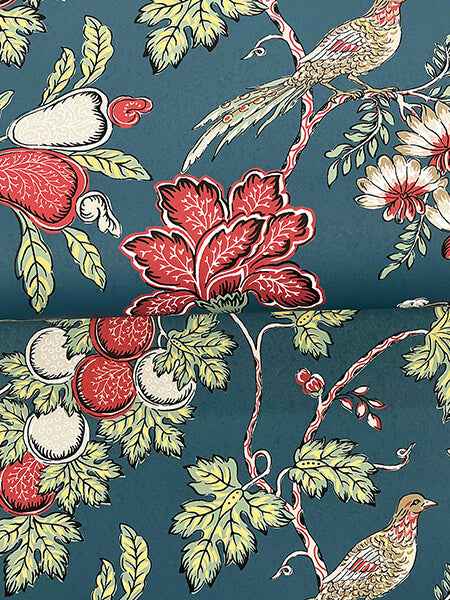 Parterre Indigo Jacobean Wallpaper - York Wallcoverings - VP1311 - York Wallcoverings Wallpaper