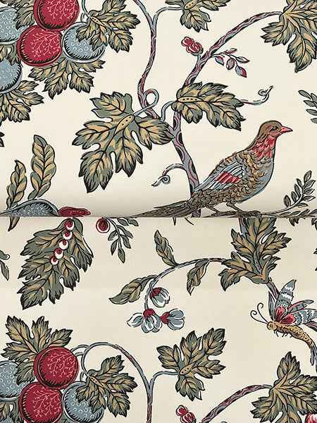 Parterre Raspberry Jacobean Wallpaper - York Wallcoverings - VP1312 - York Wallcoverings Wallpaper