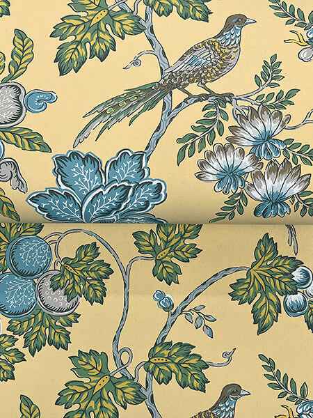 Parterre Light Yellow Jacobean Wallpaper - York Wallcoverings - VP1313 - York Wallcoverings Wallpaper
