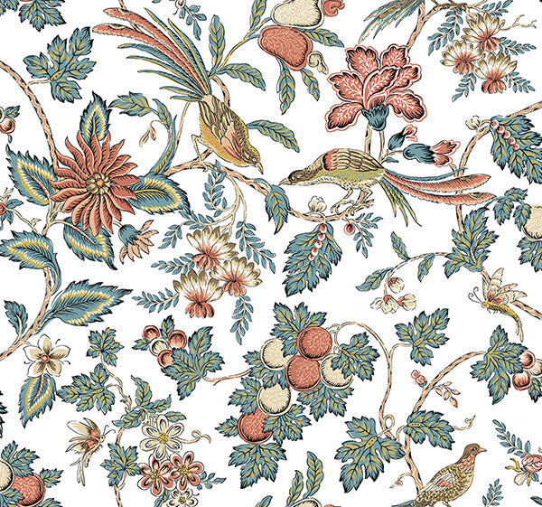 parterre-coral-jacobean-wallpaper-york-wallcoverings-vp1316 - York Wallcoverings Wallpaper