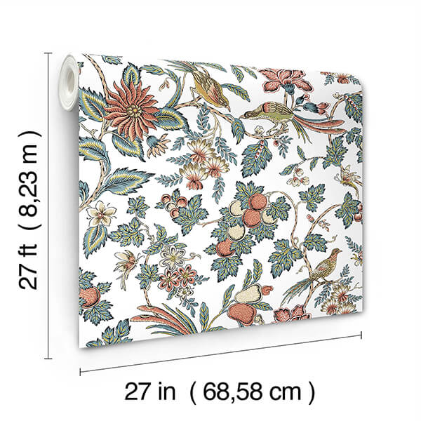 parterre-coral-jacobean-wallpaper-york-wallcoverings-vp1316 - York Wallcoverings Wallpaper