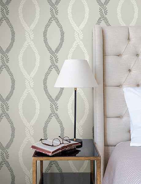 Laureate Grey Vine Trellis Wallpaper - York Wallcoverings - VP1323 - York Wallcoverings Wallpaper