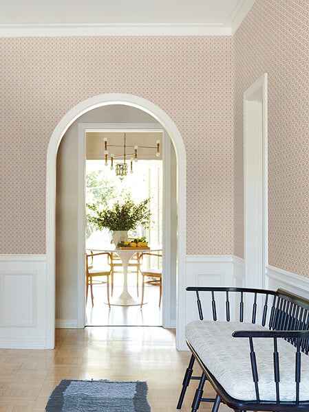 Priti Rose Floral Grid Wallpaper - York Wallcoverings - VP1335 - York Wallcoverings Wallpaper