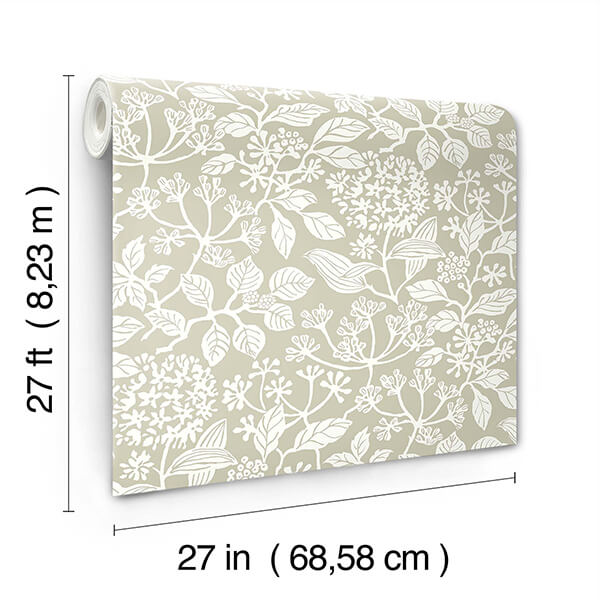 rowen-taupe-botanical-wallpaper-york-wallcoverings-vp1344 - York Wallcoverings Wallpaper