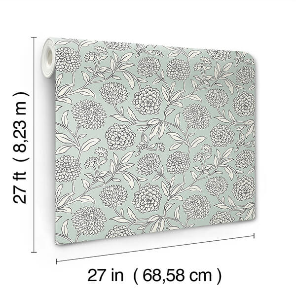 chatsworth-garden-sky-blue-floral-trail-wallpaper-york-wallcoverings-vp1361 - York Wallcoverings Wallpaper