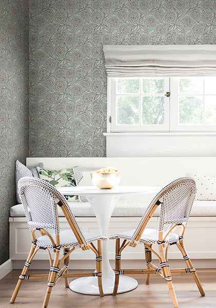 Chatsworth Garden Sky Blue Floral Trail Wallpaper - York Wallcoverings - VP1361 - York Wallcoverings Wallpaper