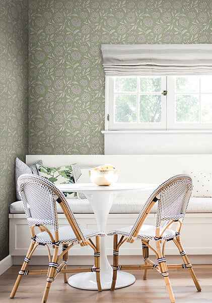 Chatsworth Garden Light Green Floral Trail Wallpaper - York Wallcoverings - VP1362 - York Wallcoverings Wallpaper