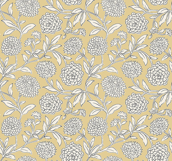 chatsworth-garden-butter-floral-trail-wallpaper-york-wallcoverings-vp1364 - York Wallcoverings Wallpaper