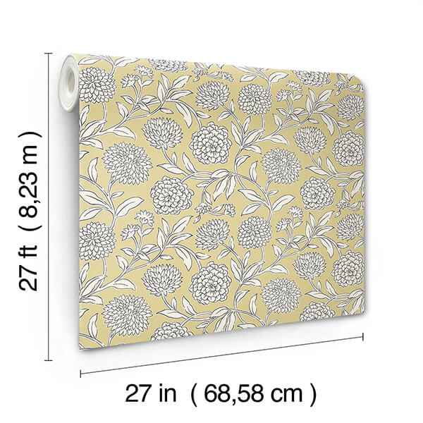 Chatsworth Garden Butter Floral Trail Wallpaper - York Wallcoverings - VP1364 - York Wallcoverings Wallpaper