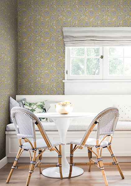 Chatsworth Garden Butter Floral Trail Wallpaper - York Wallcoverings - VP1364 - York Wallcoverings Wallpaper