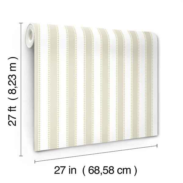 Tilford Beige Awning Stripe Wallpaper - York Wallcoverings - VP1372 - York Wallcoverings Wallpaper