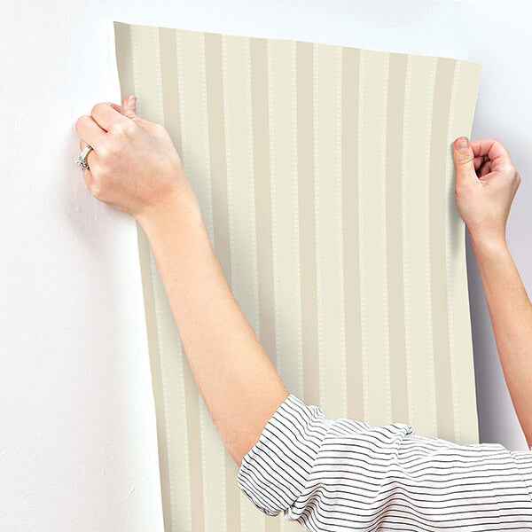 Tilford Neutral Awning Stripe Wallpaper - York Wallcoverings - VP1374 - York Wallcoverings Wallpaper