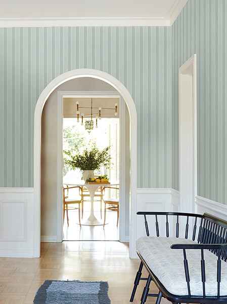 Tilford Blue Awning Stripe Wallpaper - York Wallcoverings - VP1375 - York Wallcoverings Wallpaper
