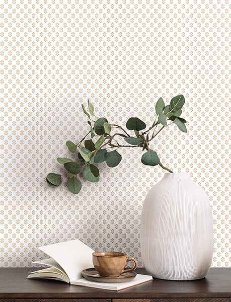 Brioni Rose Floral Stamp Wallpaper - York Wallcoverings - VP1394